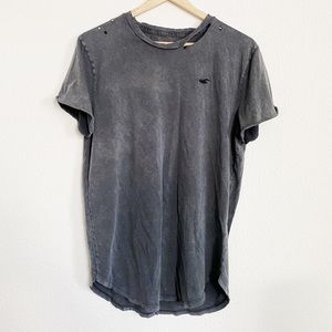 Hollister Bleached Raw Edge Distressed T-Shirt M